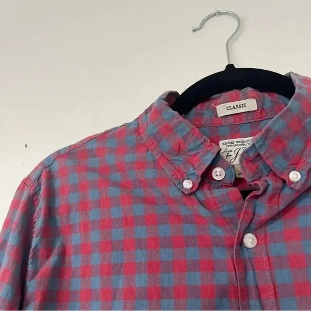 J. Crew Stretch Secret Wash Shirt In Organic Cotton Gingham